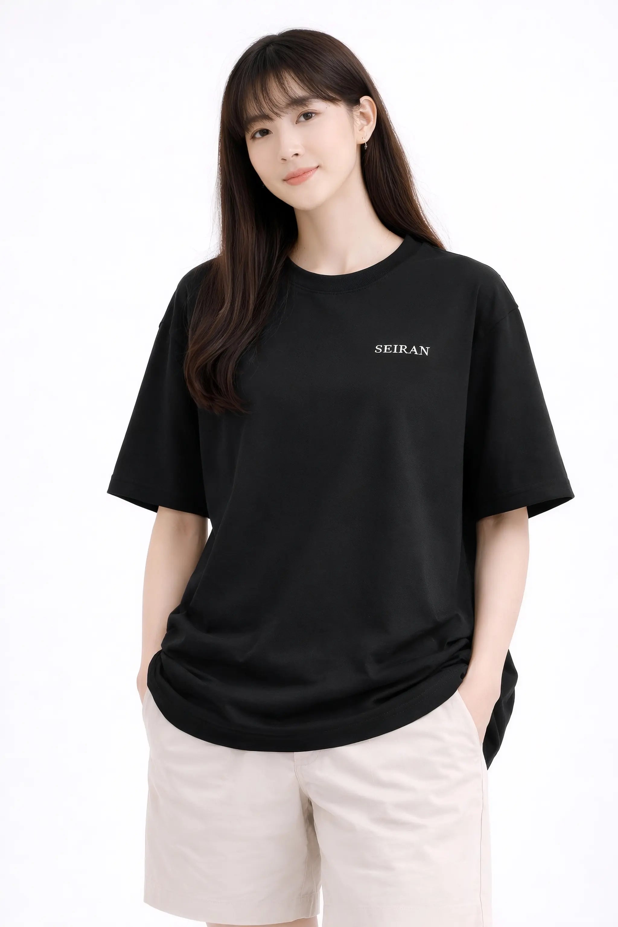 SEIRAN Essential Oversized Tee – Black